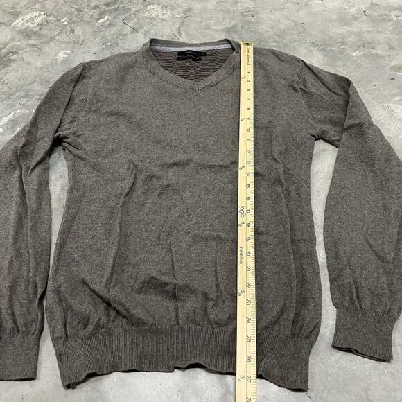Jeff Banks London Sweater Mens Large Brown Cotton Cashmere V-Neck Jumper Knit - Picture 2 of 5